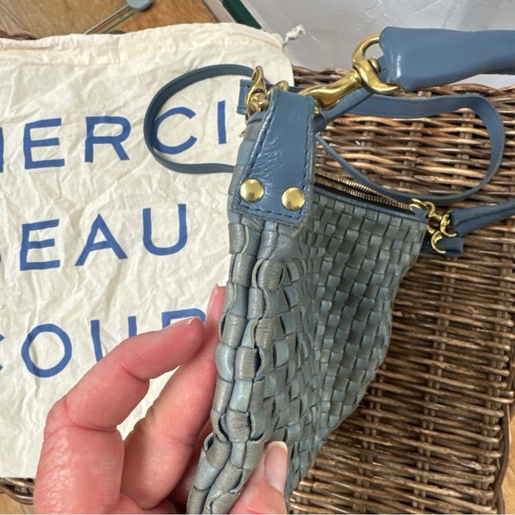 Clare V Petit Moyen Blue Woven checker Women's Bag - Picture 7 of 10